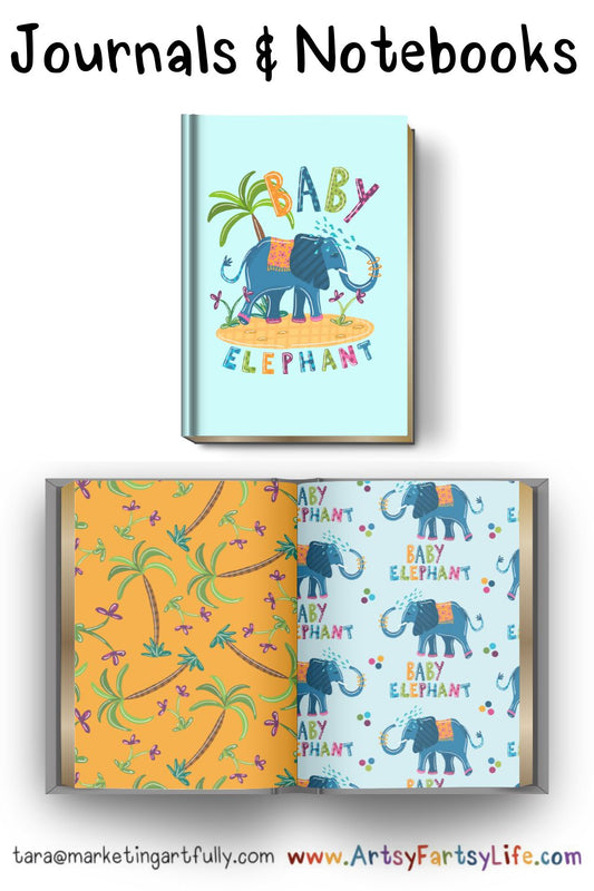 Baby Elephant Surface Design For Journals and Notebooks