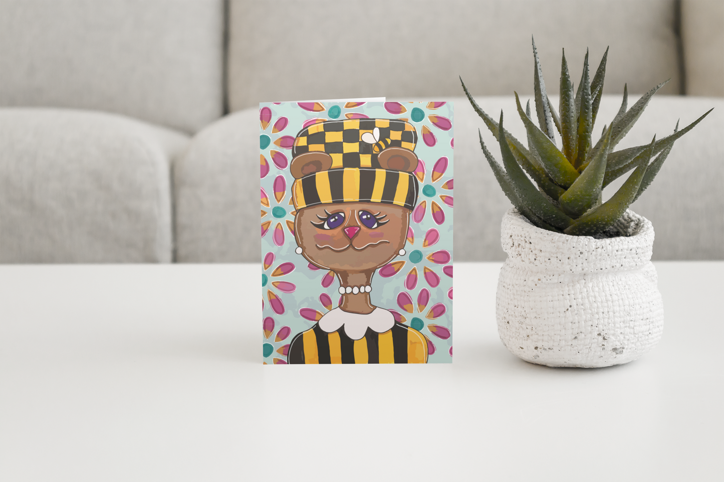 Lady Bee Bear Surface Design for Greeting Cards and Stationery