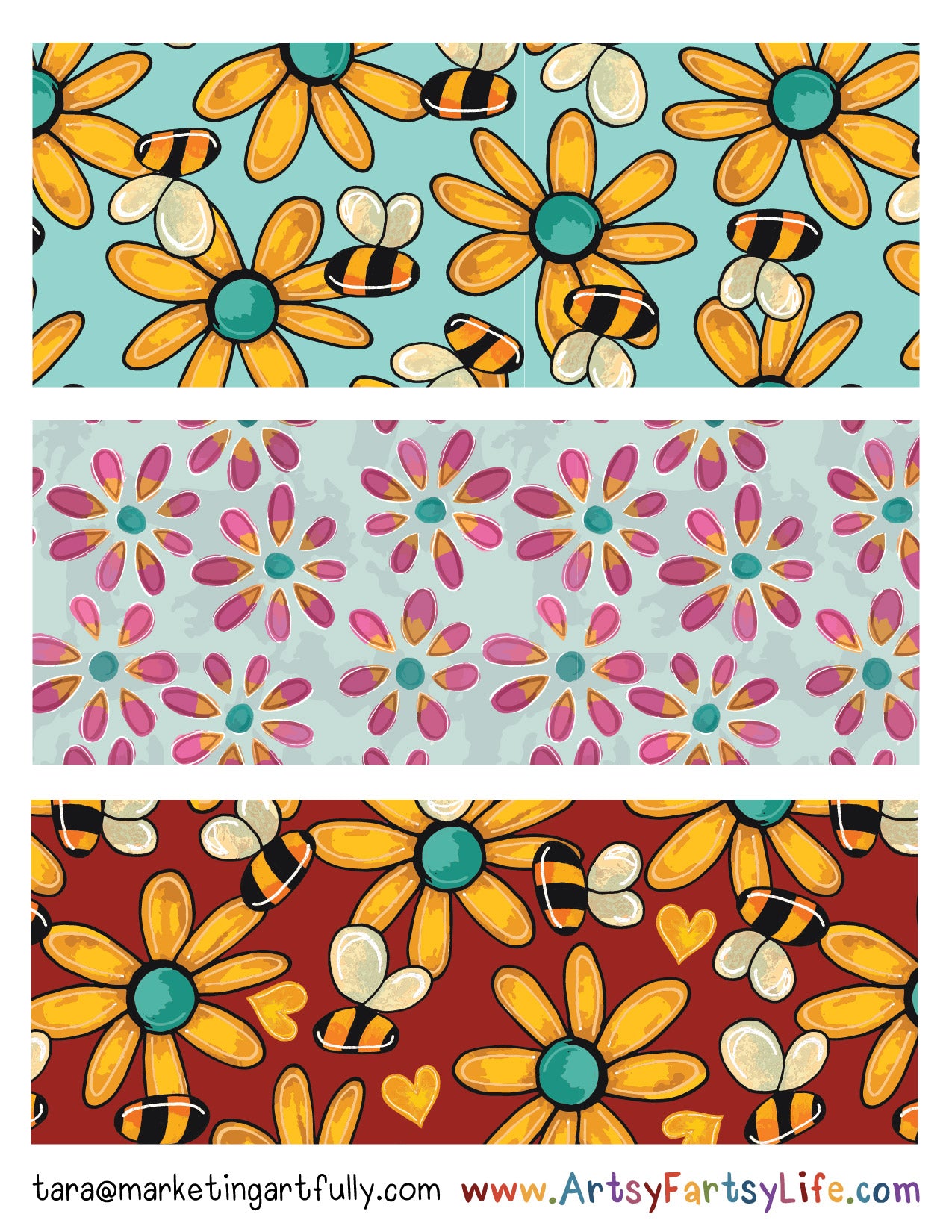 Lady Bee Bear Surface Design for Party Paper