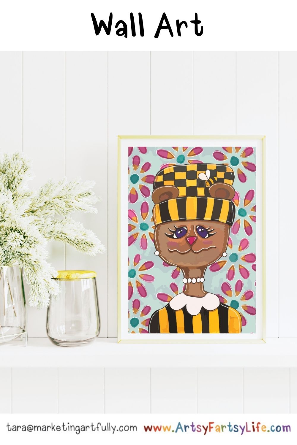 Lady Bee Bear Surface Design for Wall Art