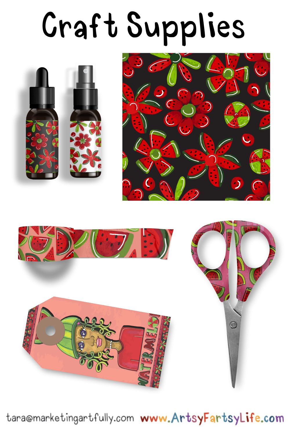 Watermelon Woman Surface Design For Craft Supplies