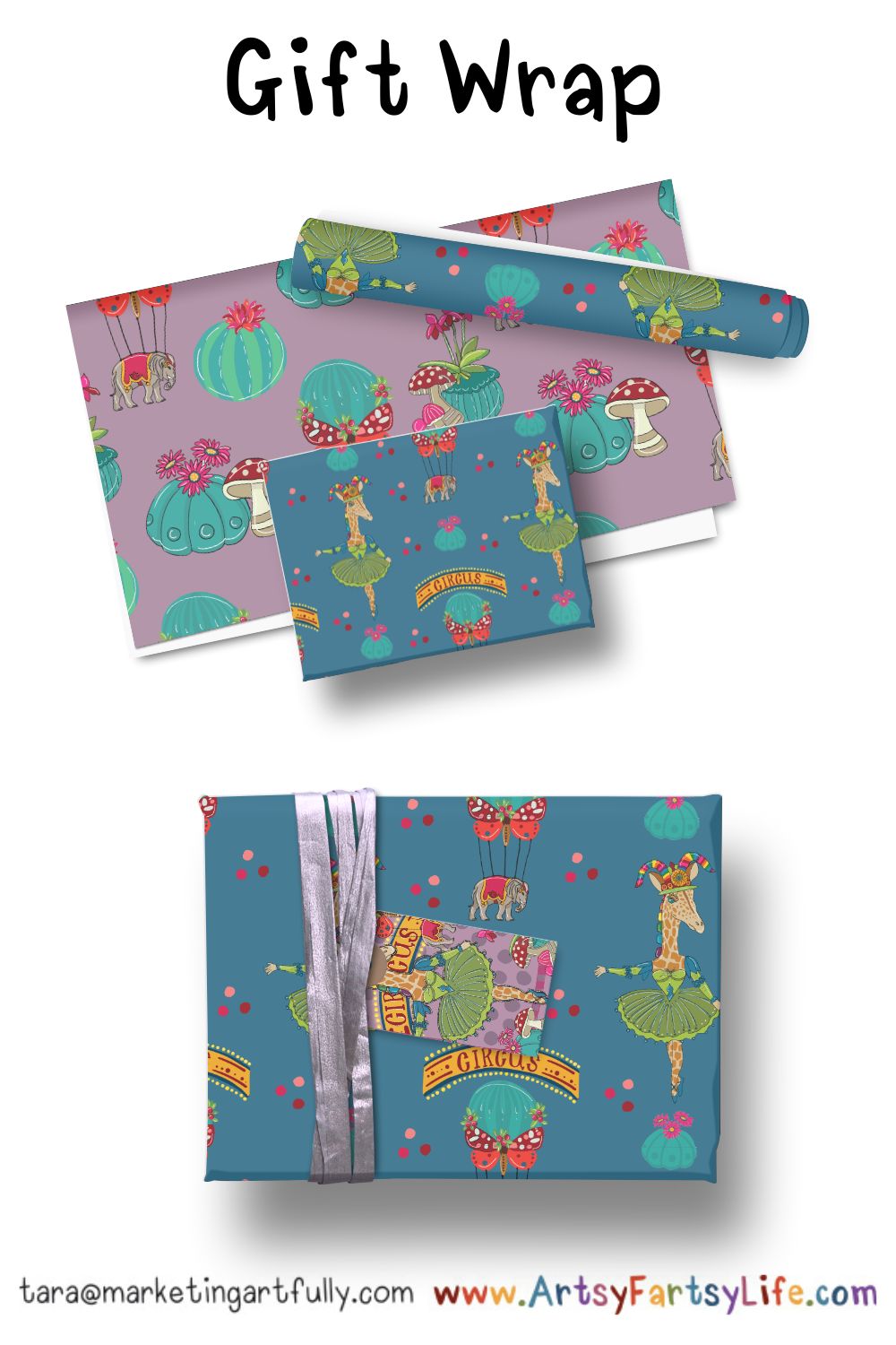 Dancing Giraffe Surface Design For Party Paper