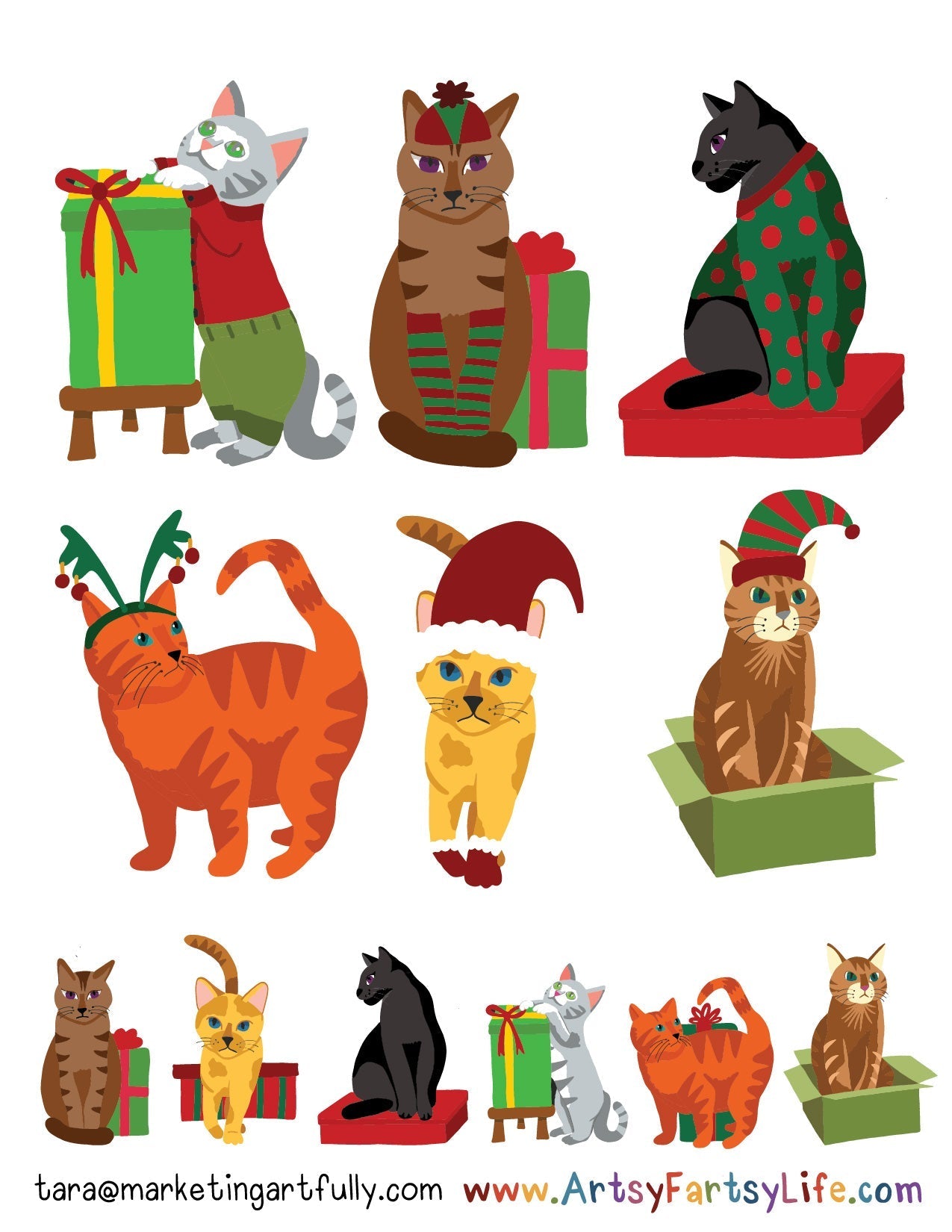 Everyday Cats 1 Surface Design For Gift Wrap and Party Paper