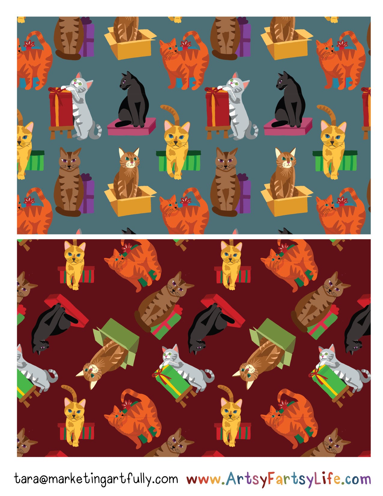 Everyday Cats 1 Surface Design For Greeting Cards and Stationery