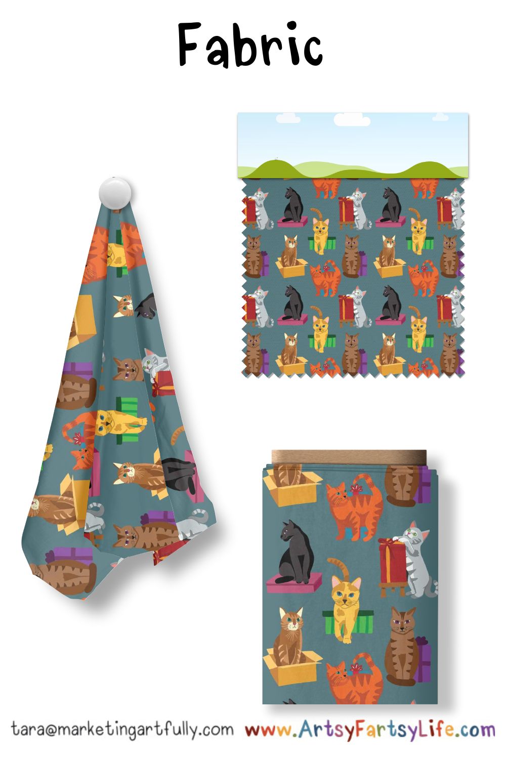 Everyday Cats 1 Surface Design For Gift Wrap and Party Paper