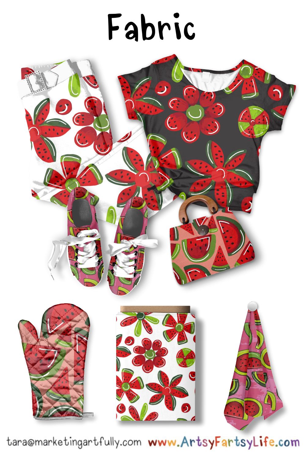 Watermelon Woman Surface Design For Fabric