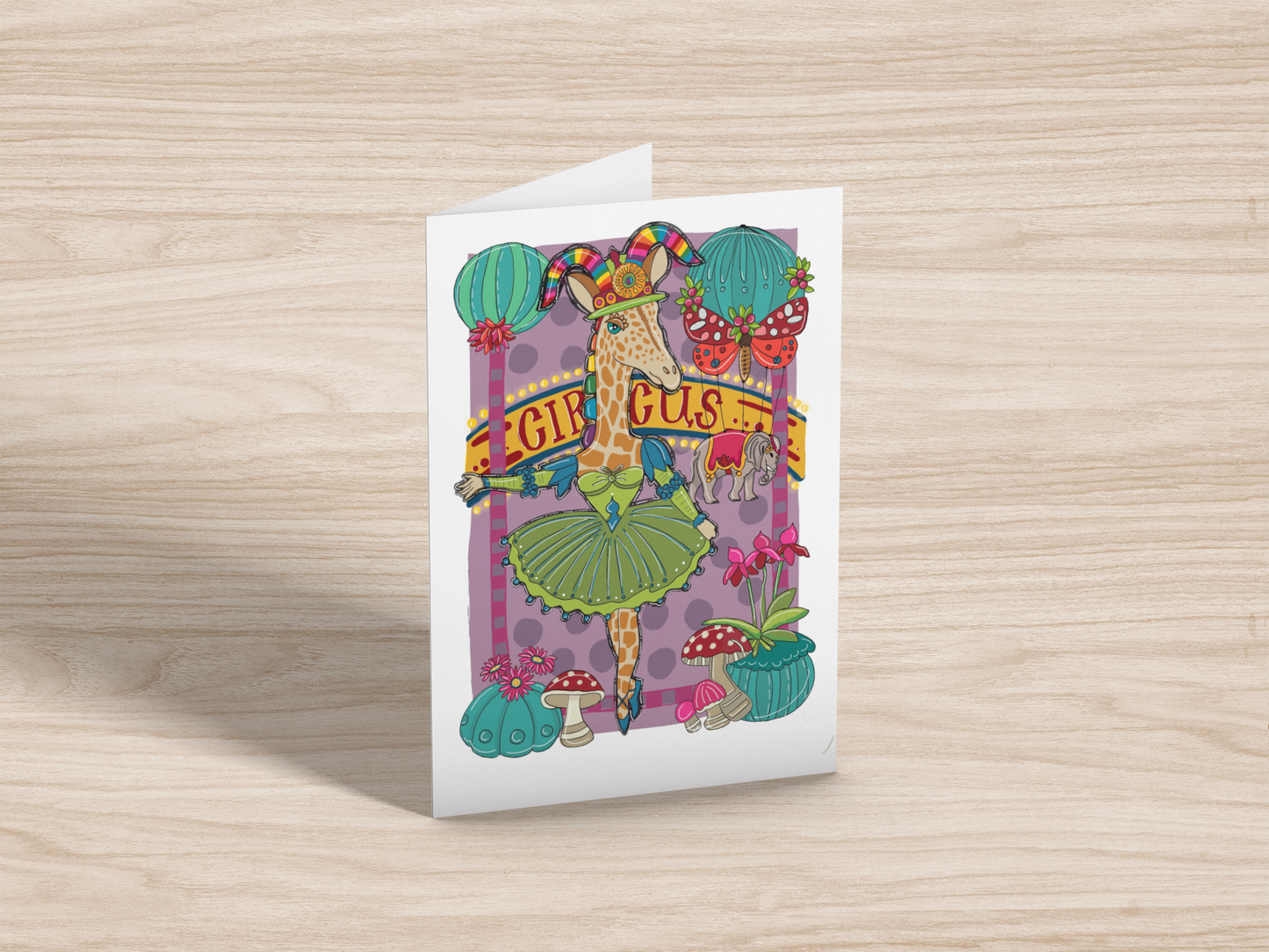 Dancing Giraffe Surface Design For Greeting Cards and Stationery