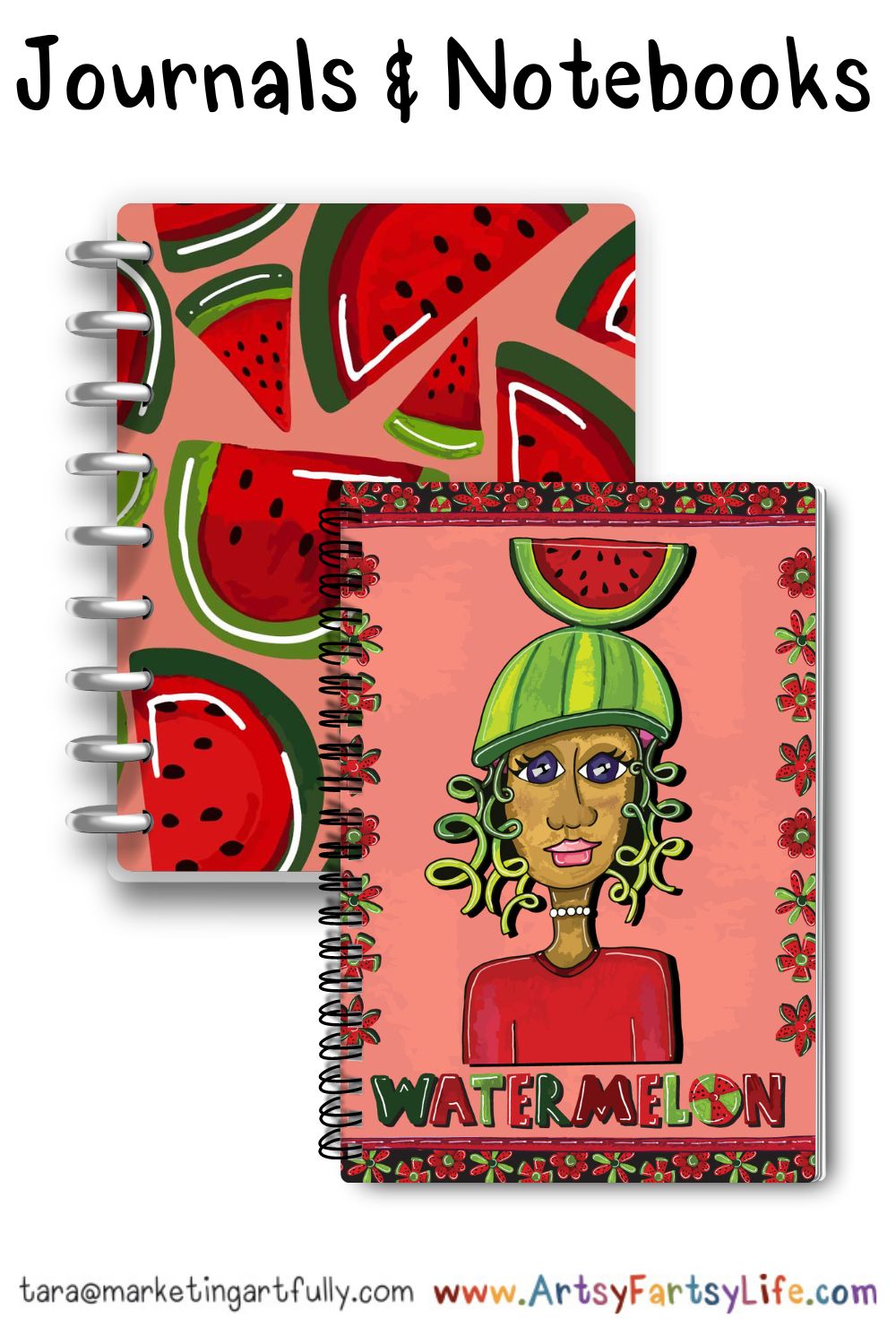 Watermelon Woman Surface Design For Journals and Notebooks