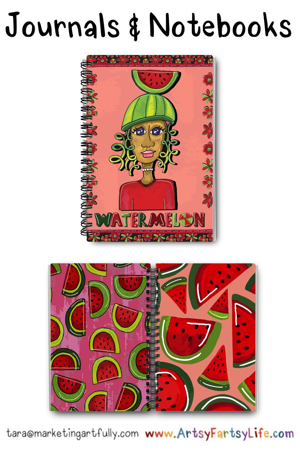 Watermelon Woman Surface Design For Journals and Notebooks