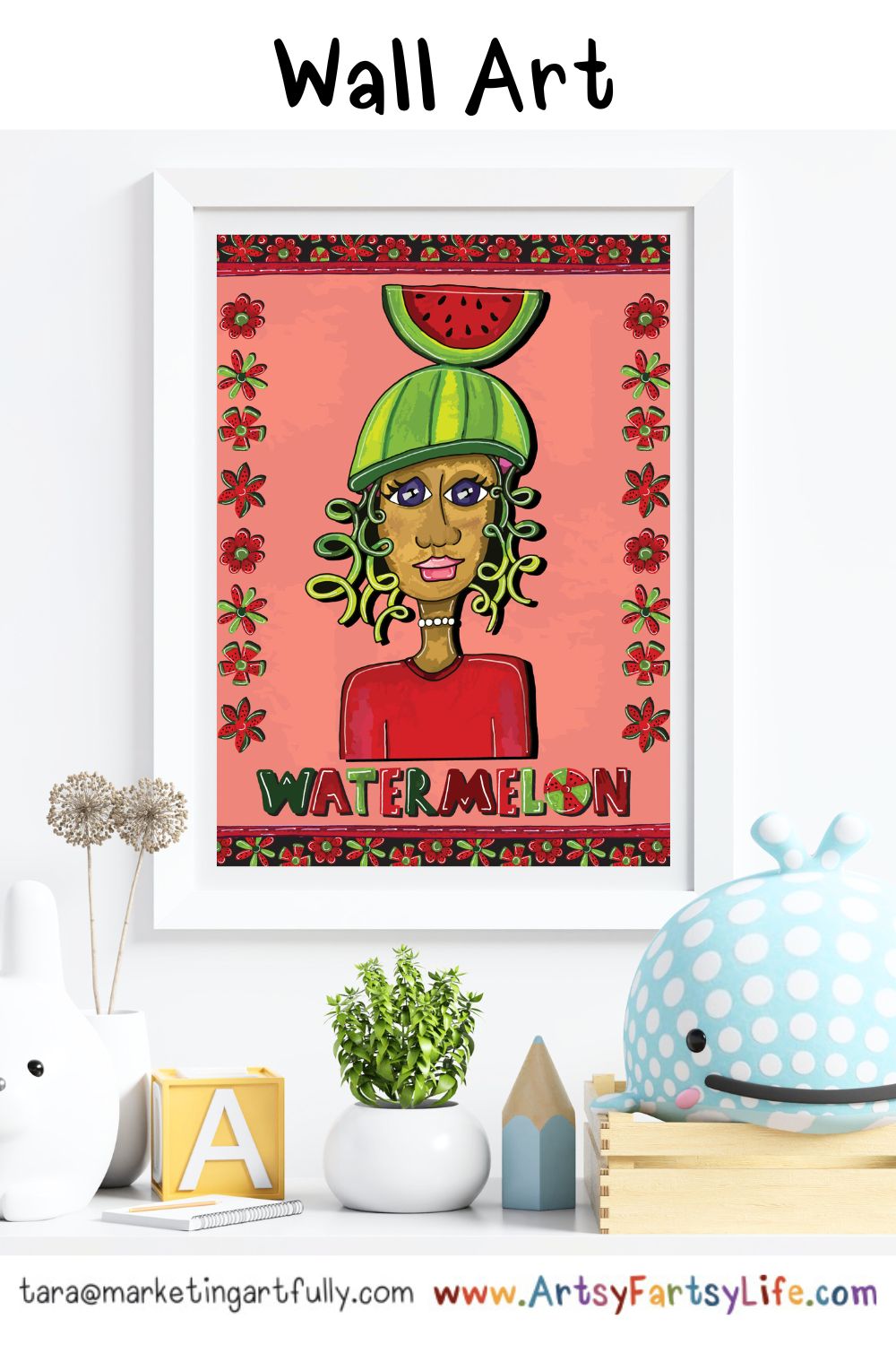Watermelon Woman Surface Design For Wall Art
